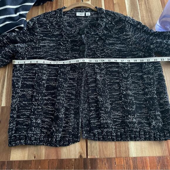Cato Plus SIze Cardigan Sweater Black Heather Waist length, half sleeves - Picture 4 of 5